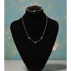 Vintage Liquid Silver Sterling 925 Demi Parure Set Blue Stones Southwestern